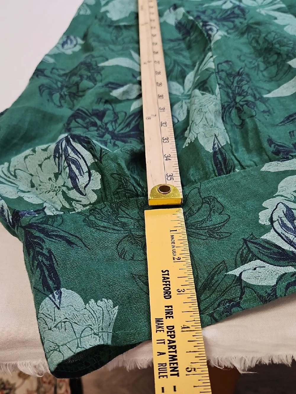 Made in Italy Green Floral Linen Dress, Size M/L